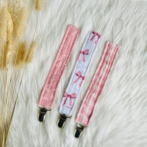 Attache-tétine rose pastel, attache-tétine pour bébé fille, coquette, attache-tétine rose pastel, cadeau de baby shower, cadeau de naissance