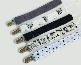 Fabric Pacifier Clip Baby Boy Lightweight Binky Clip Girl Simple Dummy Chain Soft Soother Holder Infant Solid Muslin Pacifier Strap Toddler