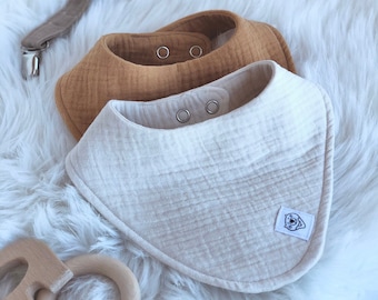 Minimalist Bandana Bib Baby Dribble Bib Boho Neutral Bib Earth Tone Burp Cloth Baby Shower Gift Baby Registry Gift Organic Muslin Bandana