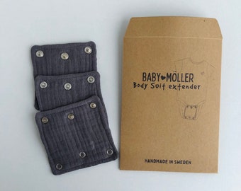 Förlängningsset i ekologiskt muslin för babybody - Snap-In bomullsförlängare