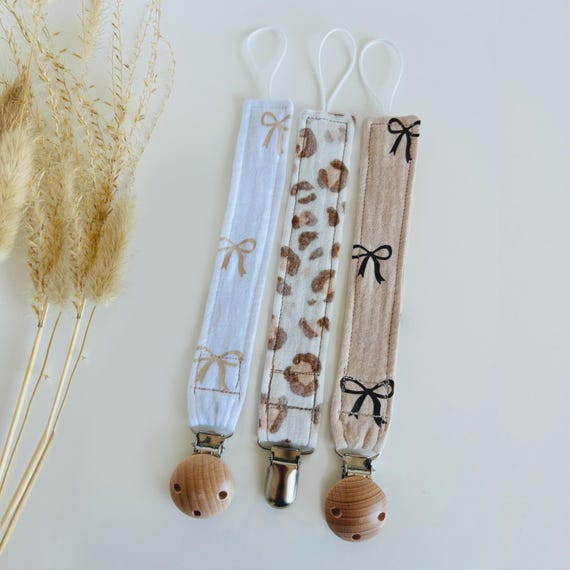 Stylish Baby Pacifier Clip Boho Safari Dummy Clip Organic Muslin