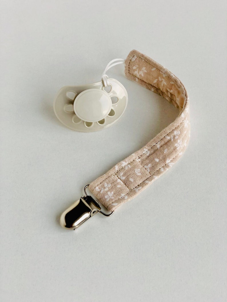 Muslin Fabric Pacifier Holder Earth Tone