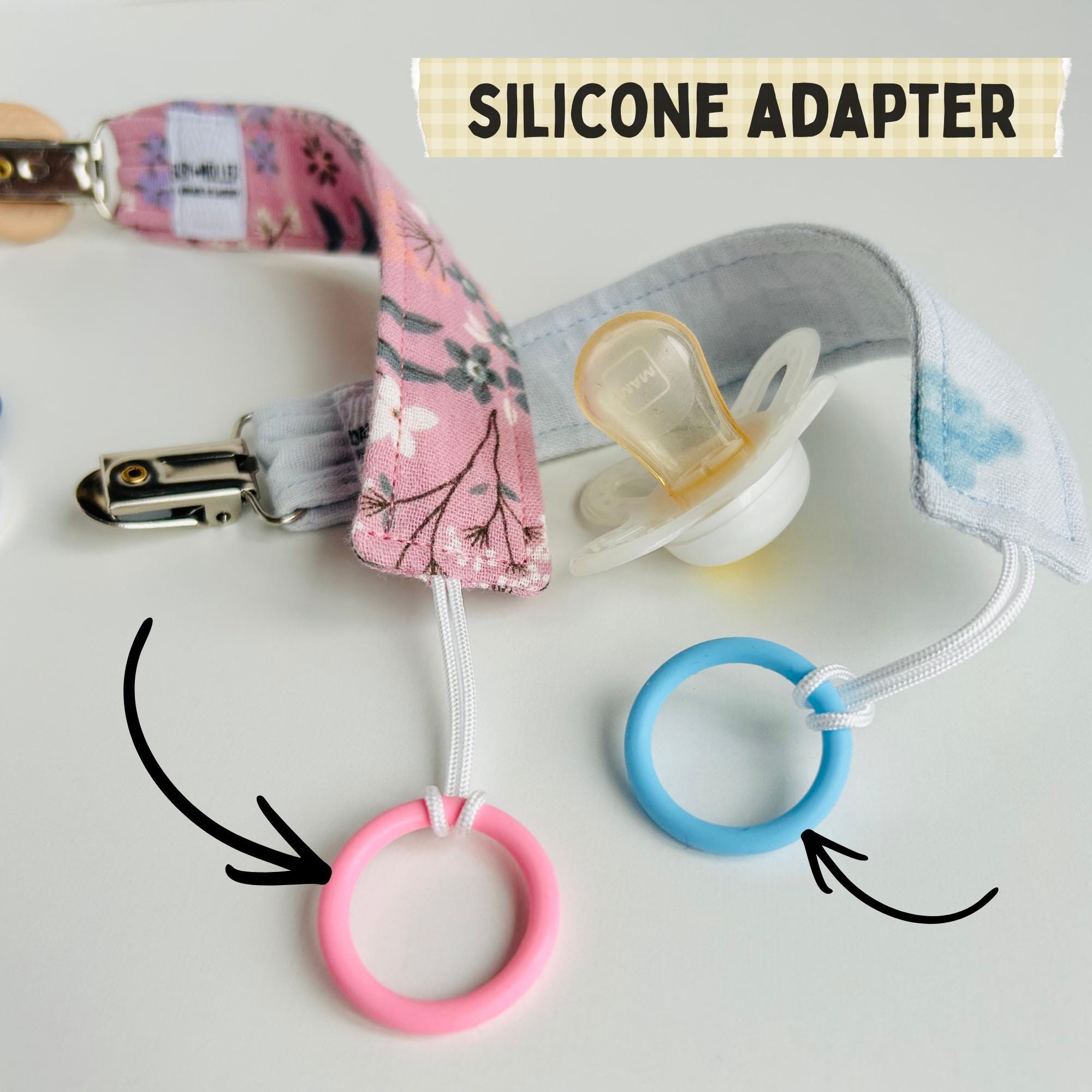 Silicone Pacifier Clip Ring Adapter – Universal Transparent Dummy ...