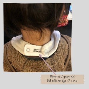Snap Fastener Extender for Bibs with Metal and Plastic Snaps Small Cotton Bib Extension image 2