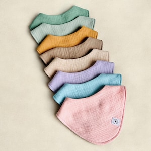 Cotton Baby Bandana Bib Vibrant Muslin Gauze Triangle Dribble Bib Newborn Soft Absorbent Drool Bib Baby Shower Gift Baptism Present