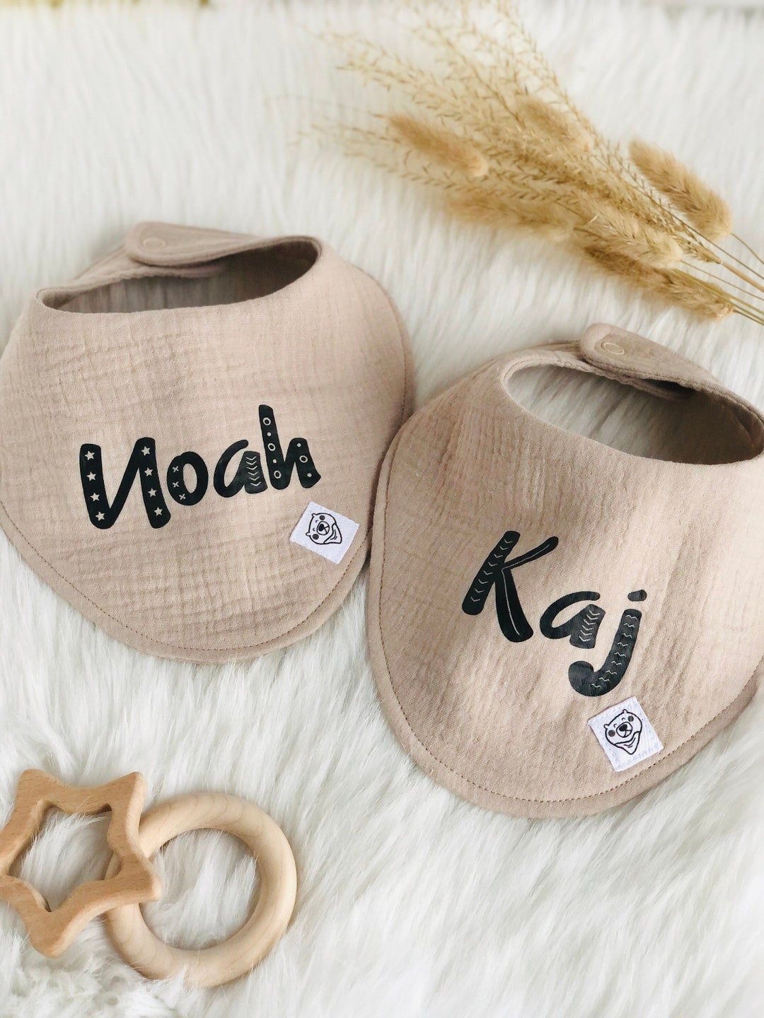 Personalized Name Bib Twin Baby Bib With Name Customized Gift for New