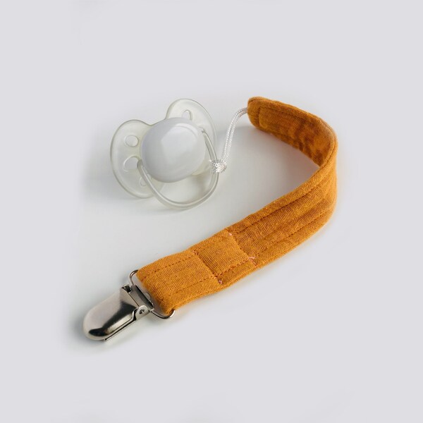 Organic Muslin Fabric Pacifier clip Pacifier Strap Dummy Holder fabric Binky clip Baby shower gift