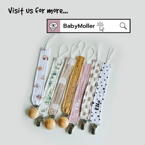 Stylish Baby Pacifier Clip Boho Safari Dummy Clip Organic Muslin Soother Strap Neutral Dummy Chain Muslin Fabric Pacifier Holder Earth Tone image 10