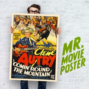 Gene Autry Comin' Round The Mountain Singing Cowboy Movie Poster High-Quality Restored Reproduction Fine Print Available in Large Sizes