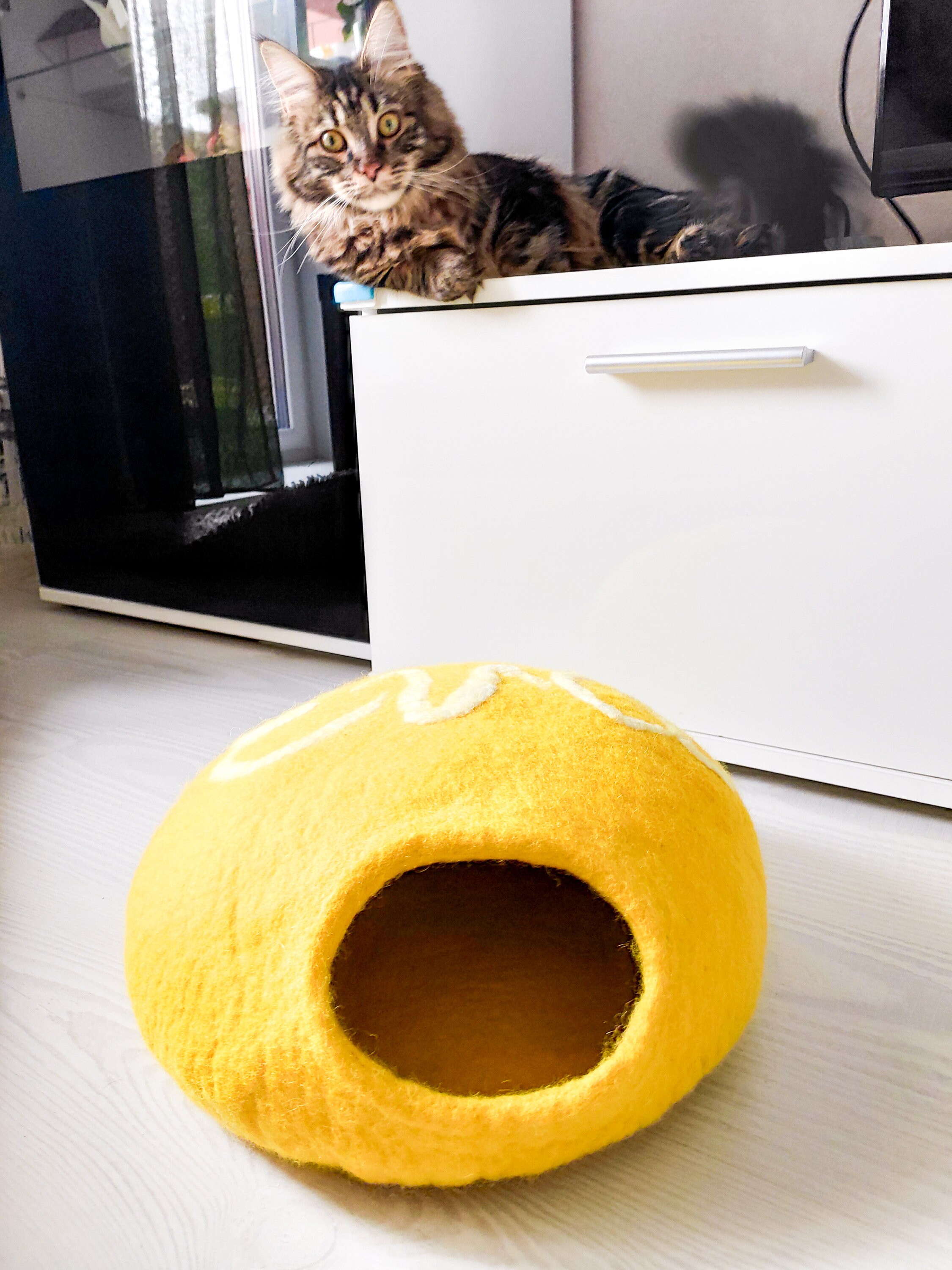 Personalized cat bed wool cat house felt cat cave pet Etsy