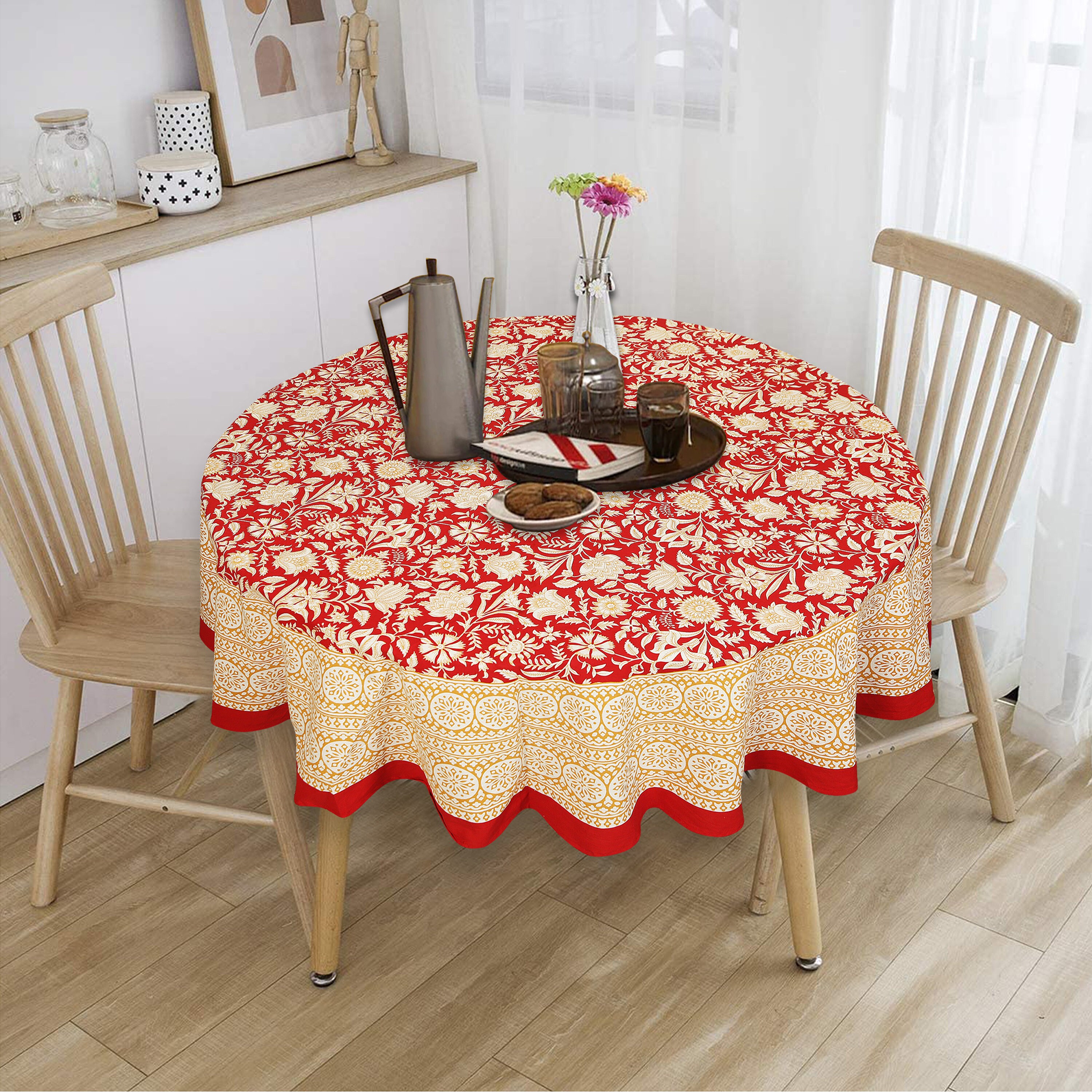 Round Cotton Table Cover Table Cloths Round Table Cover Yoga Etsy