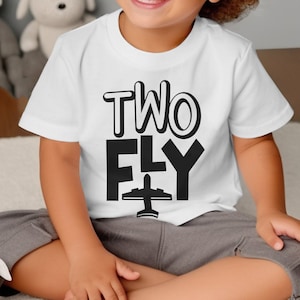 2nd Birthdays Aviation Shirt, Two Fly  kids shirt, Toddler Airplane Birthday Shirt, Second Birthday Natural Toddler Tee