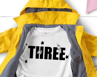 Three Outer space Birthday shirt,Space birthday shirt, Astronaut birthday shirt,3rd Birthday Shirt,3rd party tee