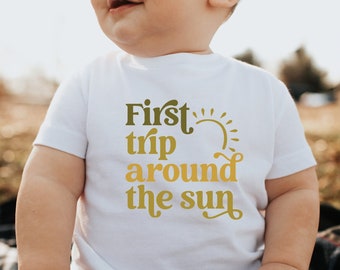 First Trip Around The Sun Kids Shirt, Vintage Toddler Kids Shirt,1st Bday Outfit