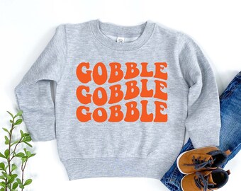 Gobble Gobble Toddler Shirt- Thanksgiving Toddler Sweatshirt , Cute Fall Toddler Shirt, Turkey Toddler Shirt