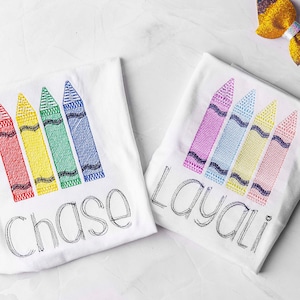 Back to school embroidery tshirt, personalized back to school shirt,Crayon shirt,First day of school crayon shirt, Preschool shirt