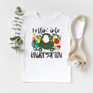 Rollin Into Kindergarten Kids Shirt, Kindergarten Toy Car Toddler Tee, Camo Boys Shirt School Kids Shirt, Boys 1st day of school shirt