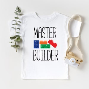 Kids Master Builder T Shirt, Funny Building Blocks Shirt for boys , Block Birthday Shirt