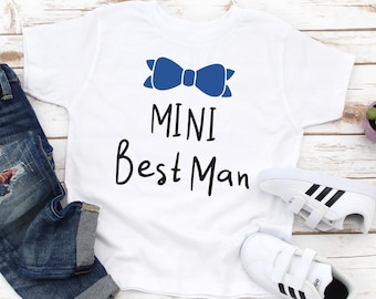 Mini Best Man Shirt, Kids Wedding T-Shirt, Junior Best Man Kids Tee, Rehearsal dinner toddlers tee, Bow tie tshirt, Toddlers Wedding Outfit
