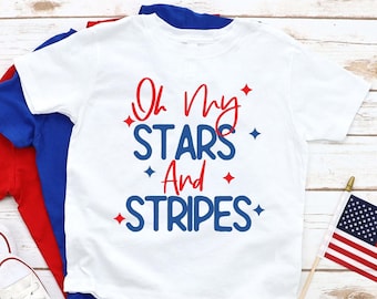 Oh my Stars and Stripes toddler Tee, Toddler Patriotic Fourth of July t-shirt, Memorials Day shirt for kids, Usa Kids Shirt