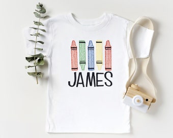 Back to school shirt, Preschool shirt, First Day of School Embroidery TShirt, Crayon Embroidered Shirt, kindergarten shirt