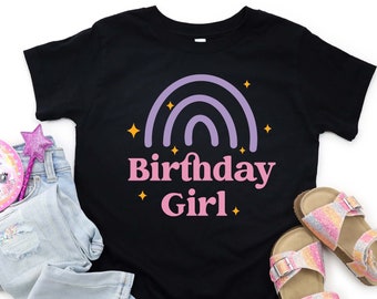 Rainbow Birthday Shirt For Girls, Girls Birthday T-Shirt,Cute Birthday Shirt, Colorful Birthday Girl Shirt