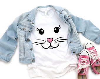 Camisa de Pascua con cara de conejito para niñas, camisa de Pascua para niñas pequeñas, traje de Pascua para niñas pequeñas, camisas de Pascua para niñas