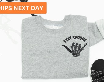 Los niños se quedan espeluznantes sudadera de mano esqueleto, sudadera de Halloween para niños pequeños, ropa para niños de temporada espeluznante