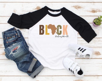 Camisa del mes de la historia negra para niños, camiseta de béisbol de empoderamiento afroamericano para niños, camiseta BLM para niños pequeños, regalo de bebé de color, camiseta