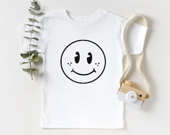 Kids Smiley Face Tshirt, Boho Smiley Kids Shirt, Cute Happy  Toddler Tee