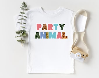 Kids Party Animal Birthday Tee, Toddler Birthday Shirt, Zoo Birthday Theme T-Shirt, Kids Safari Birthday Shirt, Animal Print Tshirt for kids