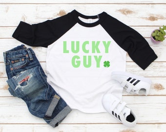 Lucky Guy St.Patricks Day shirt for boys, St. Patrick's Day Kids Baseball Tee, Shamrock tee, Lucky Kids Irish T Shirt, Boys St.Paddy T-Shirt