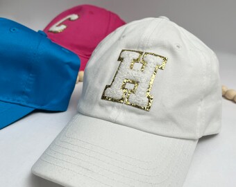 Youth Varsity Letter Patch Hat, Personalized BaseBall Cap, Vintage Chenille Varsity Letter Patch Hat Monogram hat,Kids Letter Hat