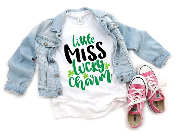 Little Miss Lucky Charm Shirt, St.Patricks Day shirt for toddler girls, Shamrock Shirt