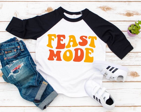 Thanksgiving kids shirt, Feast Mode Shirt, Kid Fall Shirt, Fall Graphic Tee,Thanksgiving raglan shirt,Autumn Toddler shirt