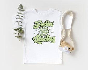 Toddlers Feeling Lucky St Patricks shirt, Childrens St.Pattys Day tshirt, Fun Unisex Irish Lucky shamrock tee,