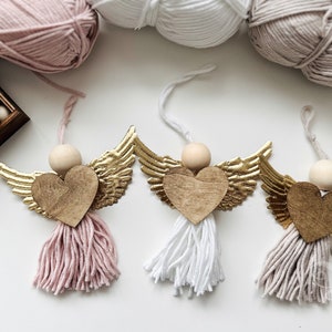 Heart Angel Ornament Wooden Bead Tassel Kit Valentine Craft Kit Christian Valentine Craft Valentine Craft Adults Valentine Craft Kit image 2