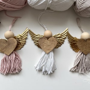 Heart Angel Ornament Wooden Bead Tassel Kit Valentine Craft Kit Christian Valentine Craft Valentine Craft Adults Valentine Craft Kit image 1