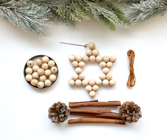 Star Wooden Bead Ornament Kit, Wood Bead Ornament Kit, Wooden Bead  Ornament, Christmas Ornament Kits For Adults, Christmas Ornament Kit