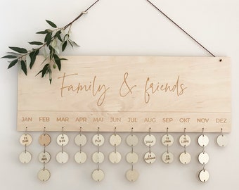 Calendar Family Friends Birthdays
