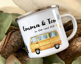 Camping cup enamel mug personalized