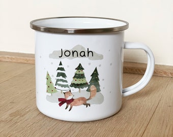 Weihnachten Tasse  Emaille Becher personalisiert