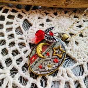 Red Witchy Moon Pendant Necklace