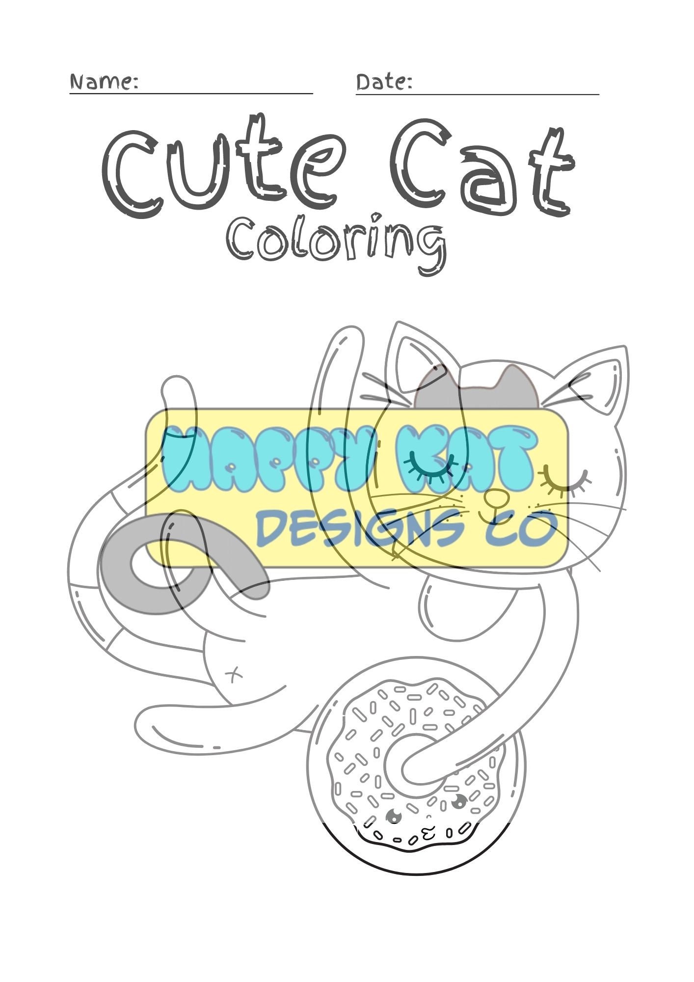Cute Cat Coloring Pages! - Etsy