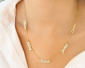 Five Name Necklace , 5 Name Necklace ,Personalized Necklace, Gold Multiple Name Necklace, Family Name Necklace, 925 silver name necklaces
