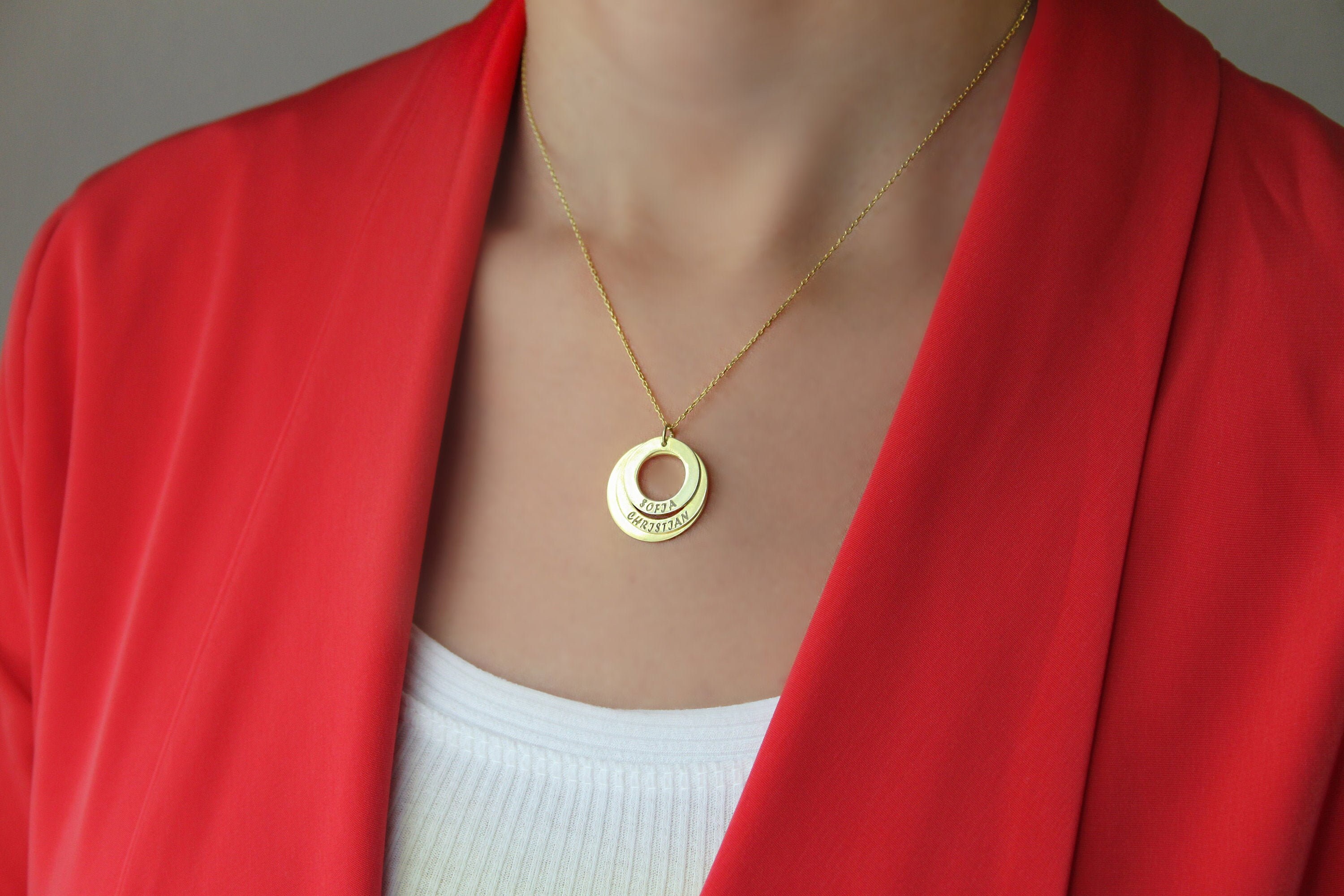 Ring Necklace Three Circle Necklace 