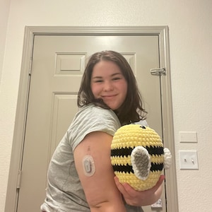 Type 1 diaBEEtes Crocheted Bumblebee with Dexcom attached