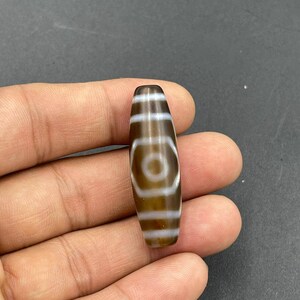 Genuine Authentic Ancient Old Tibetan Himalayan Agate 3 Eye Rare Lucky Amulet Dzi Bead