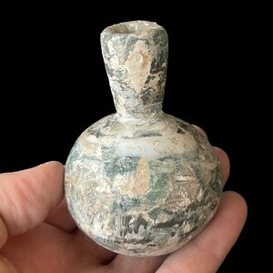 Amazing Ancient Old Iridescent Roman Glass Unique Rare Antique Bottle