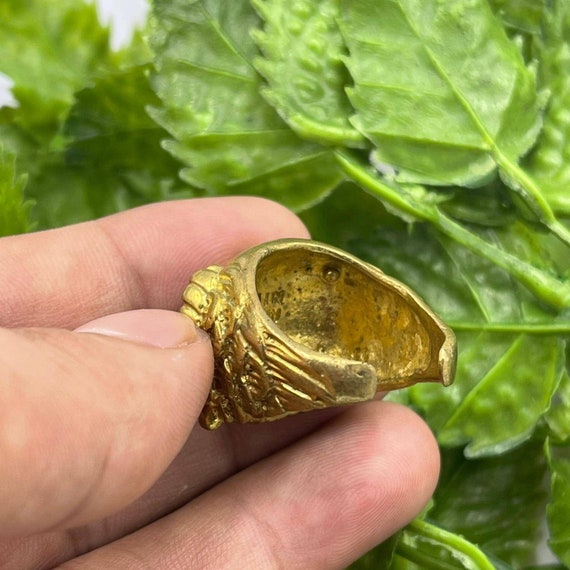 Unique Eagle Head Wonderful Antique Gold Gilding … - image 5